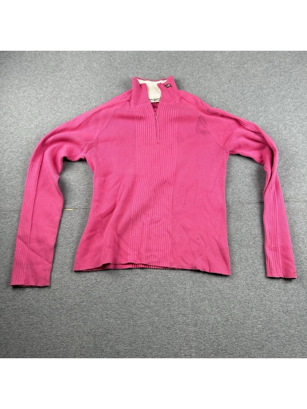 Ralph Lauren Active Women Quarter Zip 100% Cotton TOP shirt Pink M